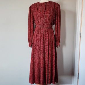 Ms Chaus Vintage Red and Black Pattern Dress